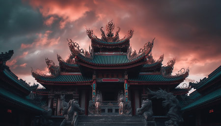 The majestic pagoda, symbol of ancient Chinese culture, stands tall generated by artificial intelligenceの素材