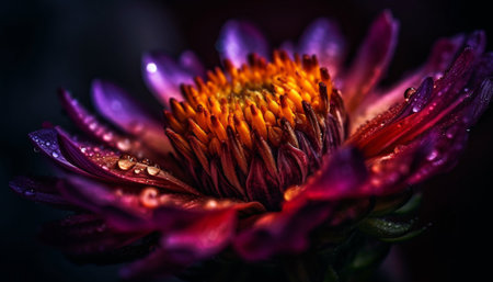 Vibrant wildflower beauty in nature, dew drops on petals generated by artificial intelligenceの素材