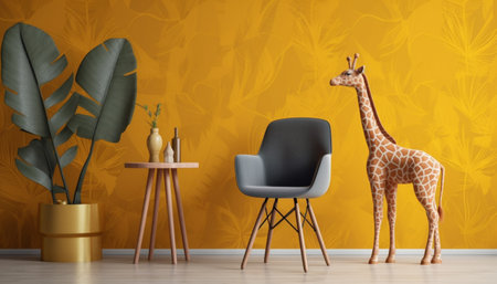 Modern giraffe illustration adds elegance to domestic room decor generated by artificial intelligenceの素材