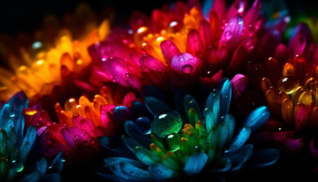 A vibrant bouquet of multi colored gerbera daisies in a formal garden generated by artificial intelligenceの素材