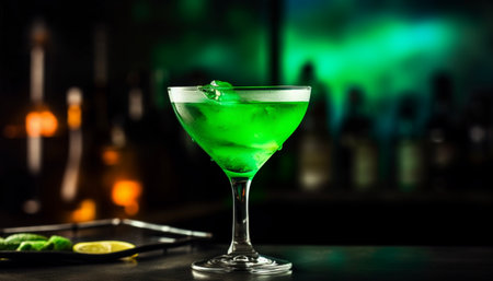 A fresh martini with lime and ice, perfect for celebration generated by artificial intelligenceの素材
