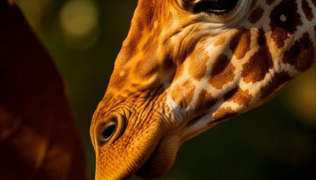 The spotted giraffe close up portrait showcases its beautiful pattern generated by artificial intelligenceの素材