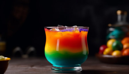 A fruity cocktail with fresh citrus slices and whiskey drop generated by artificial intelligenceの素材