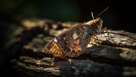 The fragile beauty of a spotted butterfly in springtime forest generated by artificial intelligenceの素材