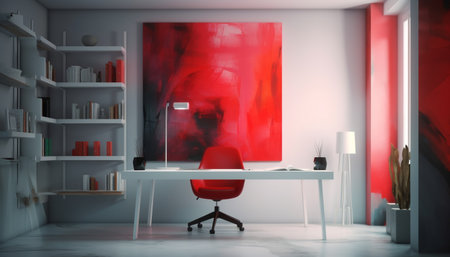 Modern businessman creativity shines in his sleek home office design generated by artificial intelligenceの素材