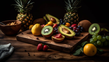 A refreshing still life of juicy fruit, perfect for snacking generated by artificial intelligenceの素材