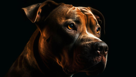 Loyal great dane puppy sitting outdoors, looking at camera generated by artificial intelligenceの素材