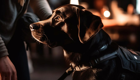 A cute purebred puppy sitting outdoors, looking at the camera generated by artificial intelligenceの素材