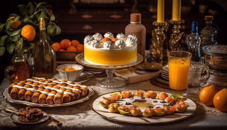A homemade pumpkin cheesecake, a sweet indulgence for any celebration generated by artificial intelligenceの素材