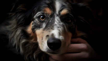 Portrait of a cute black and white Papillon puppy generated by artificial intelligenceの素材