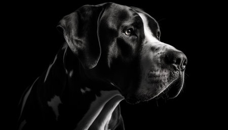 Portrait of a cute purebred puppy, black and white retriever generated by artificial intelligenceの素材