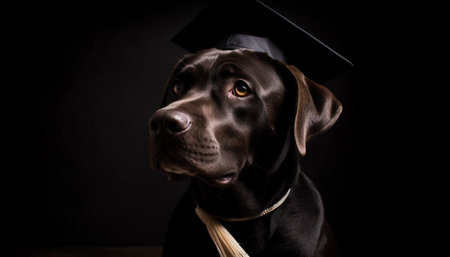 Cute purebred retriever puppy sitting for obedience education success portrait generated by artificial intelligenceの素材