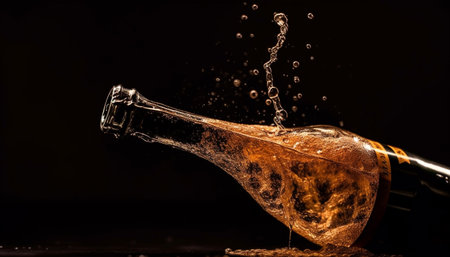 A single drop of wine splashing in a drinking glass generated by artificial intelligenceの素材