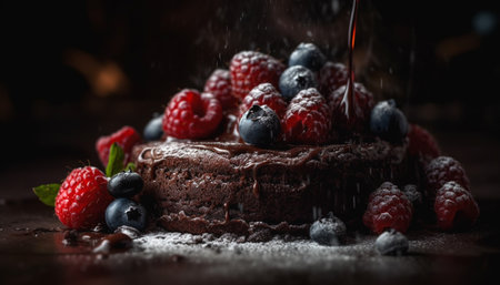 Indulgent homemade berry cheesecake, a sweet celebration of nature's freshness generated by artificial intelligenceの素材