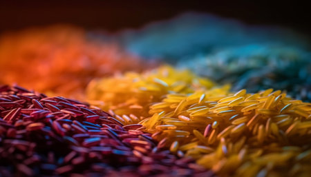 Organic rice seed heap, a healthy food staple for vegetarian meals generated by artificial intelligenceの素材