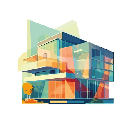 Modern architecture shapes futuristic cityscape in abstractのイラスト素材