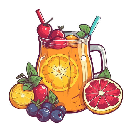 Refreshing citrus cocktail in a drinking glassのイラスト素材
