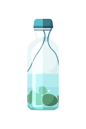 Transparent glass bottle with fresh blue waterのイラスト素材