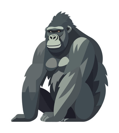 Muscular gorilla mascot sittingのイラスト素材