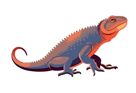 Cute gecko with multi colored tail crawlsのイラスト素材