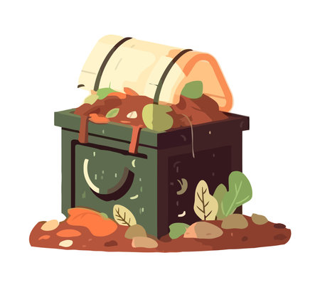 organic vegetable waste containerのイラスト素材