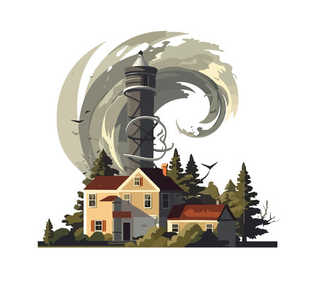 Tornado near the houseのイラスト素材