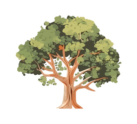 Green leaves grow on tree branches in natureのイラスト素材