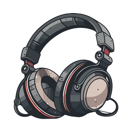 Vintage headphones, modern soundのイラスト素材