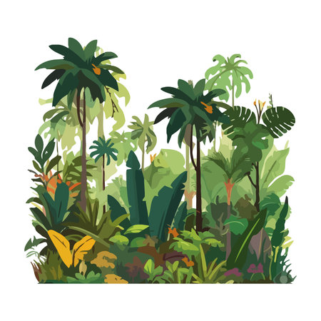 tropical rainforest paradise landscapeのイラスト素材