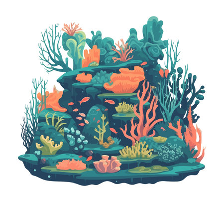 Underwater nature coral, seaweed, aquatic plantのイラスト素材