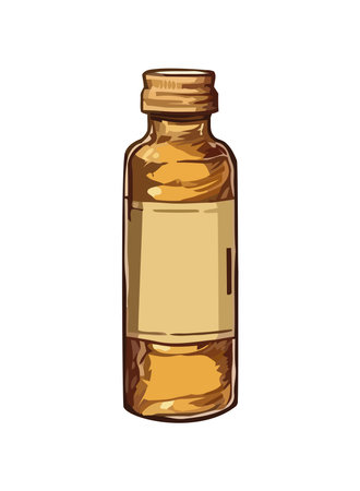Herbal bottle with aromatherapy oil labelのイラスト素材