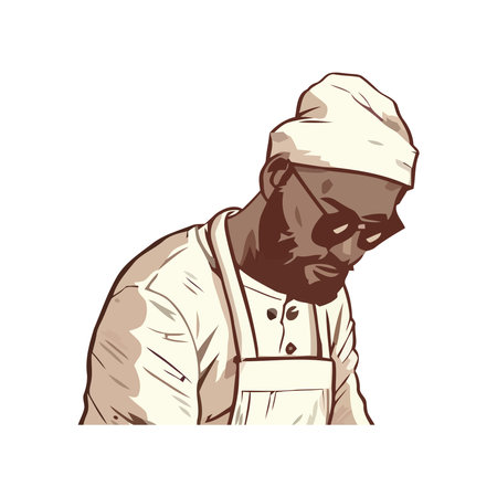 One cheerful chef in apronのイラスト素材
