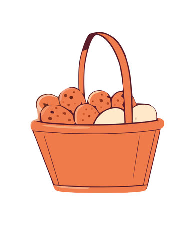 Fresh organic food in basketのイラスト素材