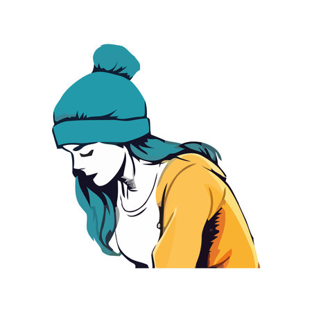 Winter fashion icon Smiling womanのイラスト素材
