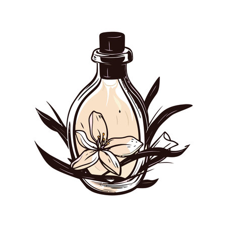 Organic herbal oil in scented perfume bottleのイラスト素材