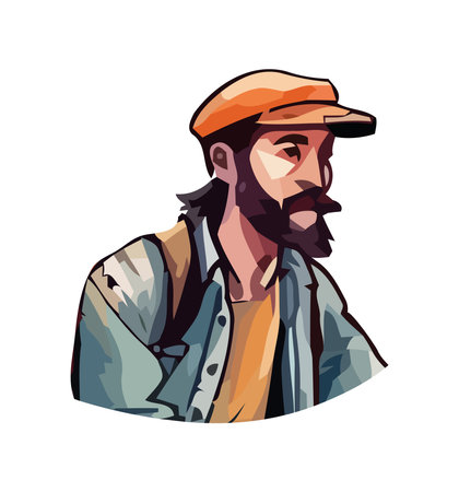 One fashionable man with beardのイラスト素材