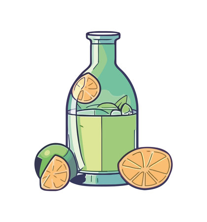Fresh citrus cocktail in organic bottle designのイラスト素材
