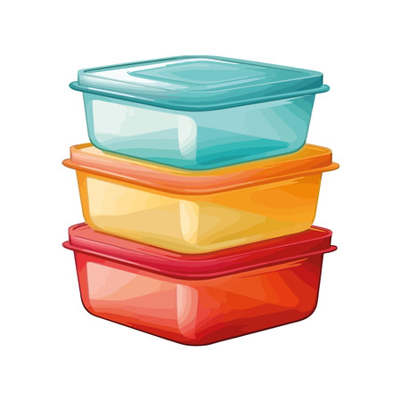Multi colored plastic containers stackedのイラスト素材