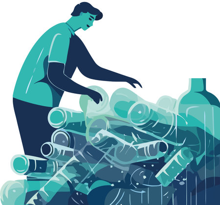 man with recycling bottlesのイラスト素材