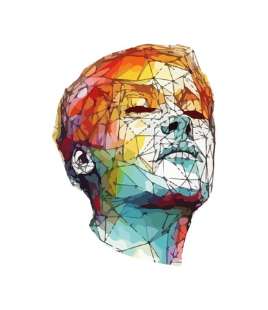 Abstract portrait of young adults in abstract colorsのイラスト素材