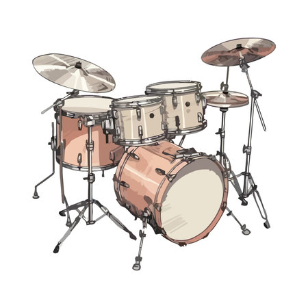 Metallic drum kit on white background