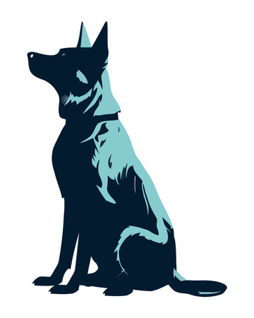 terrier sitting, watching with loyalty and funのイラスト素材