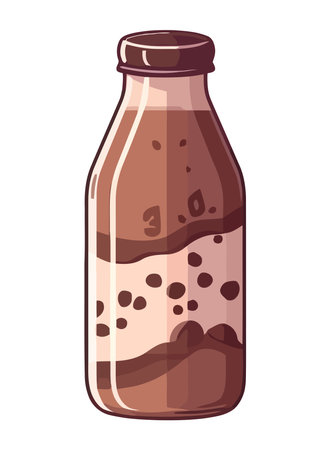 Organic chocolate glass bottle, refreshing drinkのイラスト素材