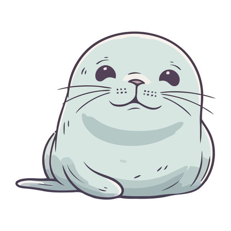 Playful winter seal mascot smilesのイラスト素材