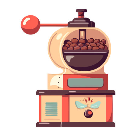 Antique coffee grinder fresh seedsのイラスト素材