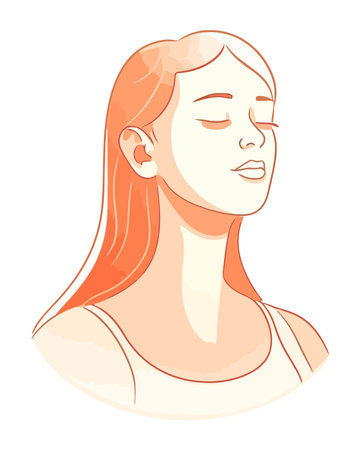 Smiling young adult woman with cute hairstyleのイラスト素材