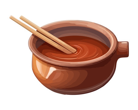 Fresh chocolate sauce served in bowlのイラスト素材