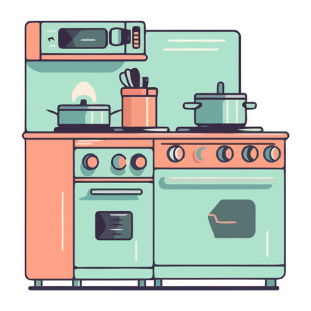 Modern kitchen appliances stove, ovenのイラスト素材
