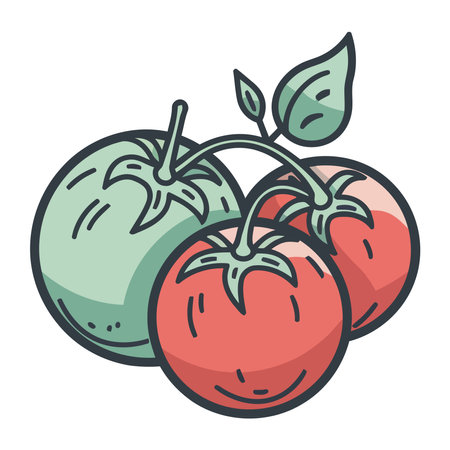 Fresh organic vegetables, ripe and juicy tomatoesのイラスト素材