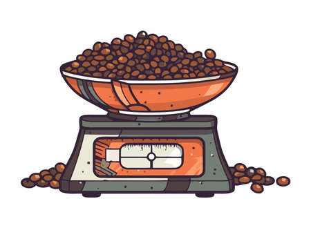 old fashioned scale with coffee seedsのイラスト素材